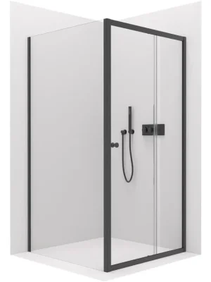 Značkový CERANO - Sprchový kout Varone POINT L/P - 6 mm - černá matná, transparentní sklo - 90x90x195 cm - posuvný
