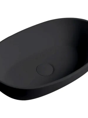 Akce CERANO - Umyvadlo z litého mramoru Persea - na desku - černá matná - 50x32 cm
