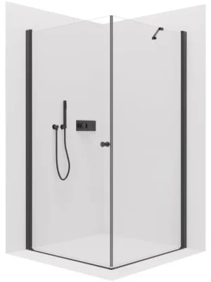 Značkový CERANO - Sprchový kout Antelo L/P - 6 mm - černá matná, transparentní sklo - 90x60x190 cm - otočný