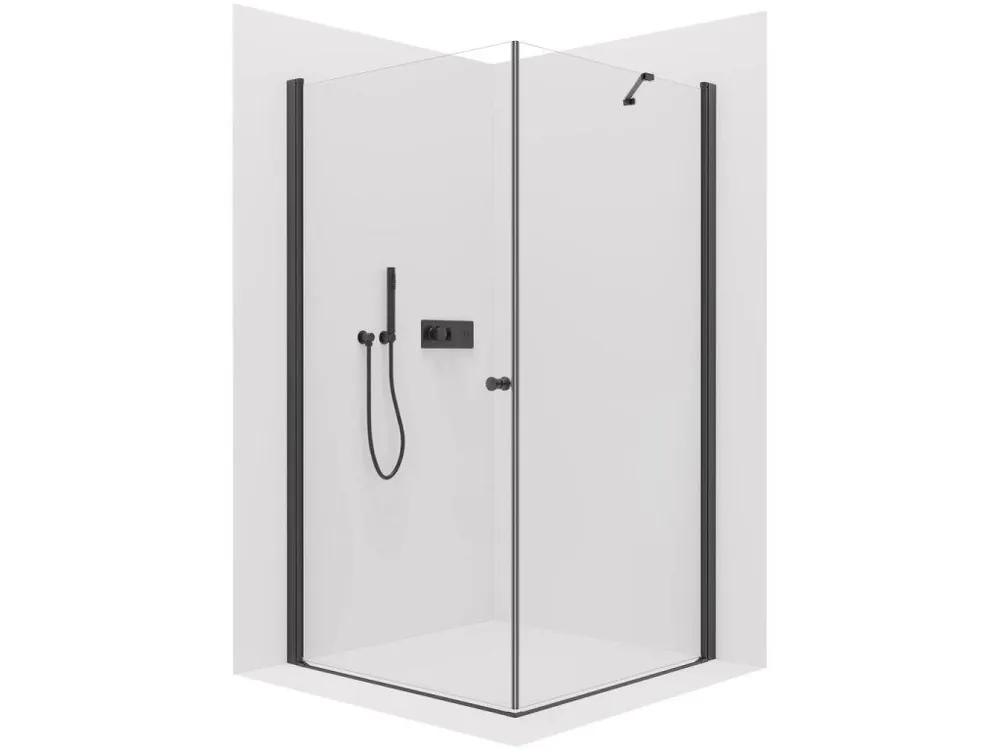 Značkový CERANO - Sprchový kout Antelo L/P - 6 mm - černá matná, transparentní sklo - 90x60x190 cm - otočný