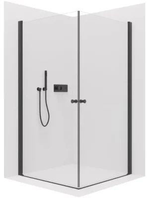 Akce CERANO - Sprchový kout Antelo Duo L/P - 6 mm - černá matná, transparentní sklo - 120x75x190 cm - otočný