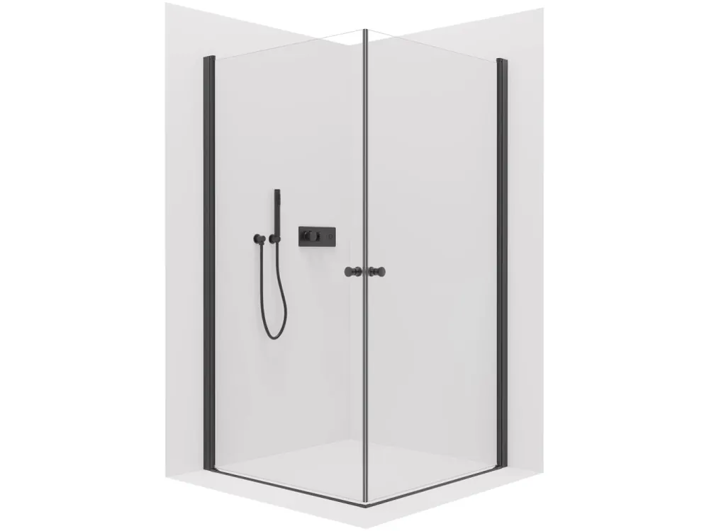 Akce CERANO - Sprchový kout Antelo Duo L/P - 6 mm - černá matná, transparentní sklo - 120x75x190 cm - otočný