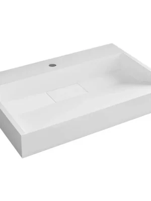 Značkový CERANO - Umyvadlo z litého mramoru Vita - nástěnné i na desku - otvor pro baterii - bílá lesklá - 60x37 cm