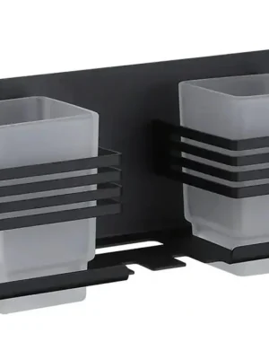 Značkový CERANO - Nástěnný/Samolepící držák na zubní kartáčky a kelímky Lero - černá