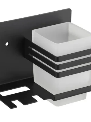 Značkový CERANO - Nástěnný/Samolepící organizér na kelímek a drobnosti Lero - černá matná