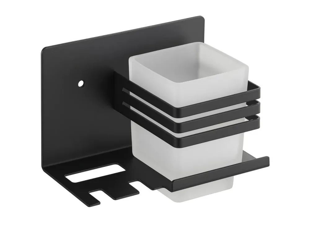 Značkový CERANO - Nástěnný/Samolepící organizér na kelímek a drobnosti Lero - černá matná