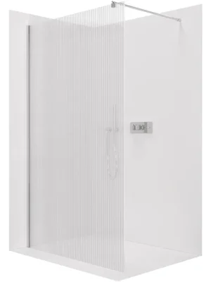 Značkový CERANO - Sprchová zástěna Walk-in Onyx Round L/P - 8 mm - kulatá vzpěra - chrom, rýhované sklo - 50x200 cm