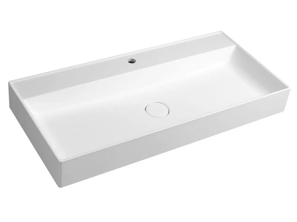 TWIG umyvadlo, litý mramor, 100x47cm, kryt výpusti, bílá Autentický