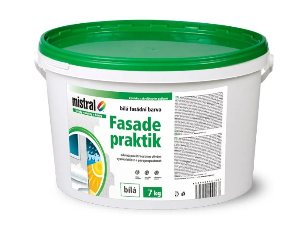 MISTRAL® FASADE PRAKTIK Akrylátová fasádní barva, bílá Značkový