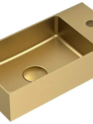 AURUM nerezové umývátko 36,5x18cm, včetně výpusti, levé/pravé, zlato mat Výprodej