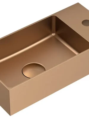 Výprodej AURUM nerezové umývátko, 36,5x18cm, včetně výpusti, levé/pravé, měď mat