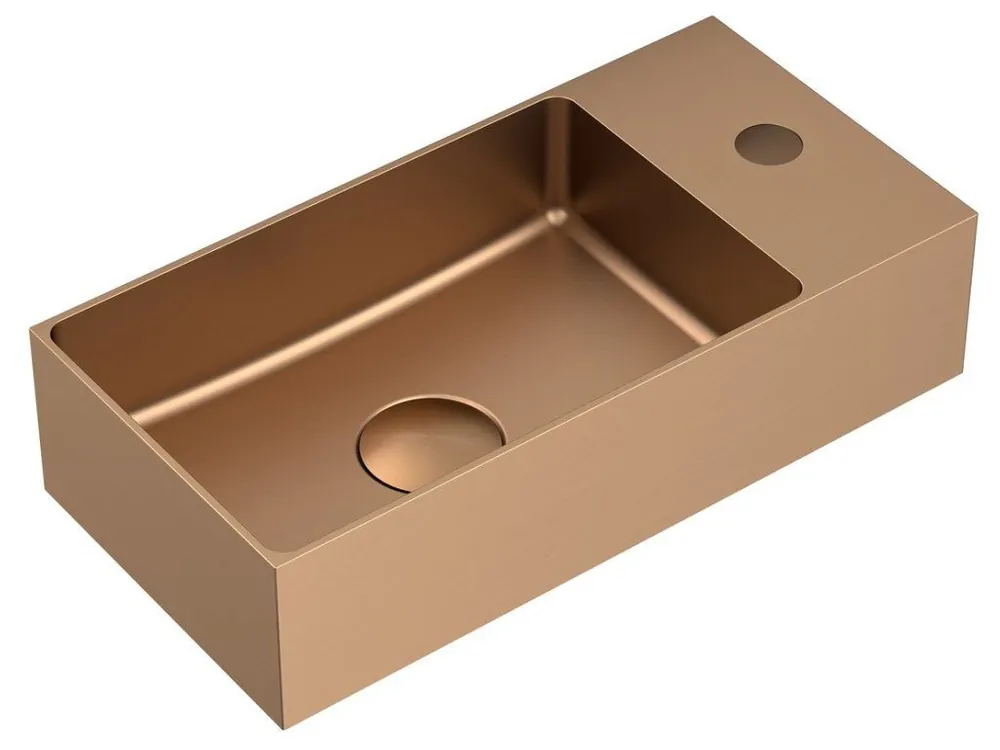 Výprodej AURUM nerezové umývátko, 36,5x18cm, včetně výpusti, levé/pravé, měď mat