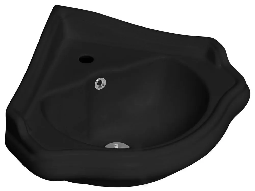 Cenová Bomba RETRO keramické umyvadlo rohové, 57,5x58cm, černá mat