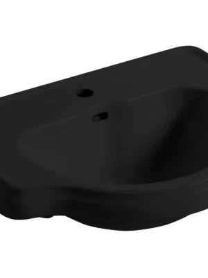 Výprodej RETRO keramické umyvadlo zápustné, 62x45,5cm, černá mat