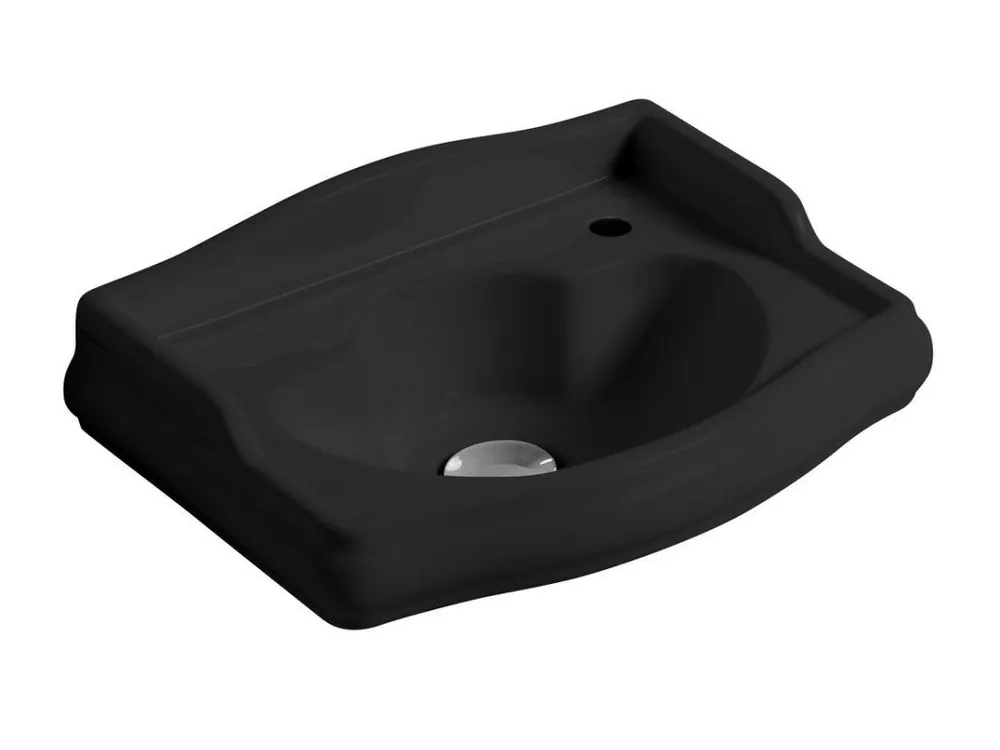 Bezpečná Platba RETRO keramické umývátko 41x30cm, otvor pro baterii vpravo, černá mat