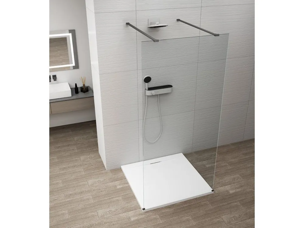 ESCA BLACK MATT jednodílná sprchová zástěna do prostoru, čiré sklo, 1000 mm Výprodej