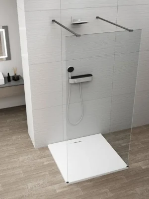 Vrácení Zdarma ESCA BLACK MATT jednodílná sprchová zástěna do prostoru, čiré sklo, 1500 mm