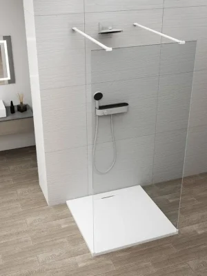 Vrácení Zdarma ESCA WHITE MATT jednodílná sprchová zástěna do prostoru, čiré sklo, 1100 mm