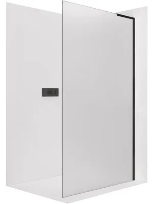 Značkový CERANO - Sprchová zástěna Walk-in Onyx L-pravá vzpěra - 8 mm - černá matná, mléčné sklo - 140x200 cm