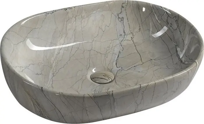 Značkový Sapho DALMA keramické umyvadlo na desku, 59x42 cm, grigio MM413