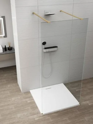 ESCA GOLD MATT jednodílná sprchová zástěna do prostoru, čiré sklo, 1200 mm Sleva