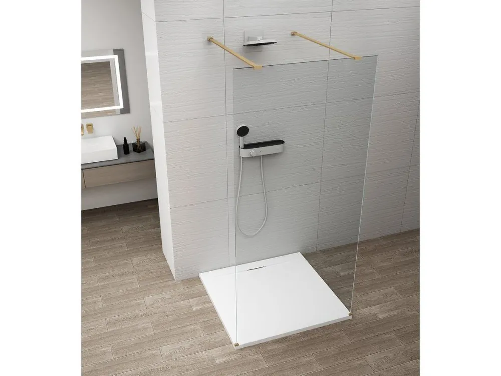 ESCA GOLD MATT jednodílná sprchová zástěna do prostoru, čiré sklo, 1200 mm Sleva