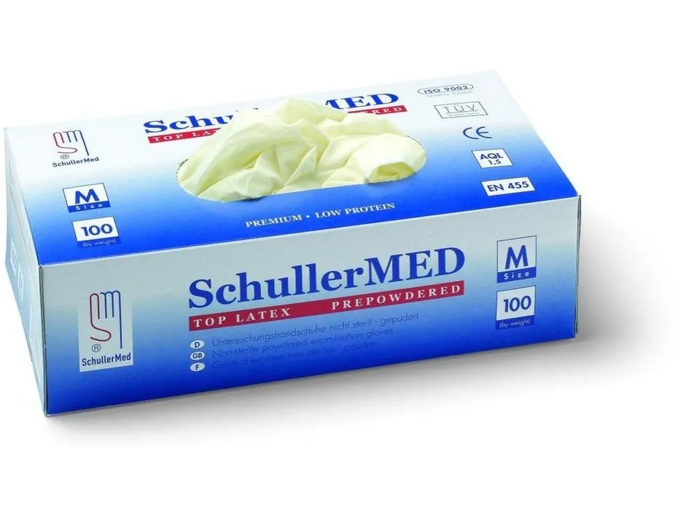 SchullerMED® Rukavice LATEX PP jednorázové, pudrované, 100 ks Vysoce Kvalitní