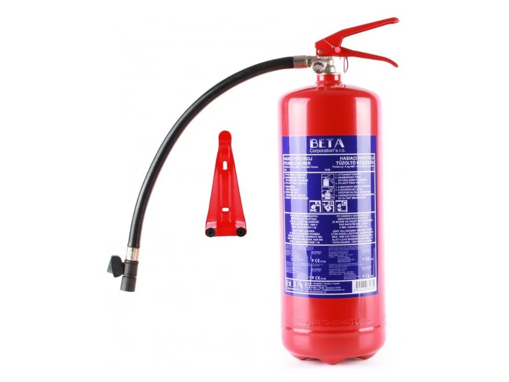 Hasicí přístroj práškový P6 BETA-ZH, 6 kg (43A/233B/C), manometr, s revizí Oblíbený