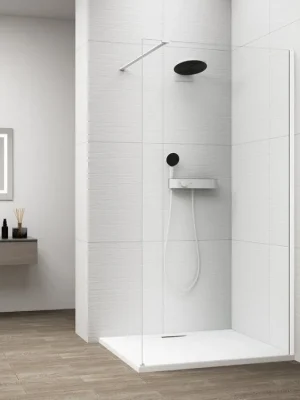 Akce ESCA WHITE MATT jednodílná sprchová zástěna k instalaci ke stěně, sklo čiré, 1100 mm