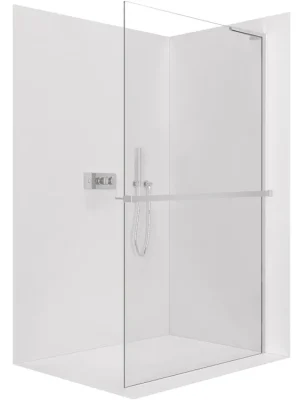 Značkový CERANO - Sprchová zástěna Walk-in Onyx L-pravá vzpěra - 8 mm + polička/držák na ručníky - chrom, transparentní sklo - 160x200 cm