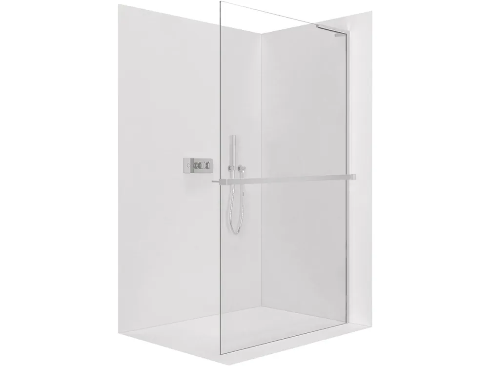 Značkový CERANO - Sprchová zástěna Walk-in Onyx L-pravá vzpěra - 8 mm + polička/držák na ručníky - chrom, transparentní sklo - 160x200 cm