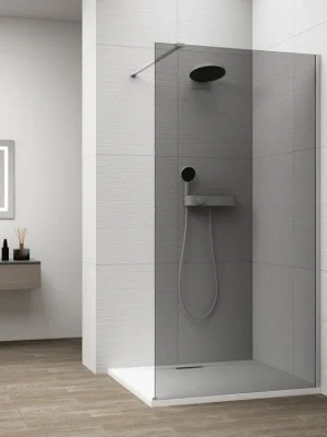 Akce ESCA CHROME jednodílná sprchová zástěna k instalaci ke stěně, kouřové sklo, 1100 mm