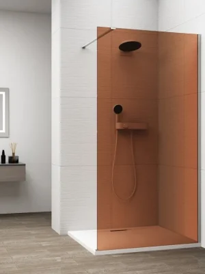 Akce ESCA CHROME jednodílná sprchová zástěna k instalaci ke stěně, sklo Marron, 900 mm