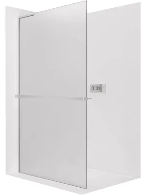 Akce CERANO - Sprchová zástěna Walk-in Onyx L-levá vzpěra - 8 mm + polička/držák na ručníky - chrom, mléčné sklo - 110x200 cm