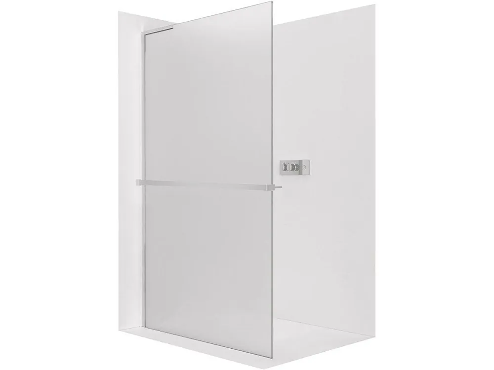 Akce CERANO - Sprchová zástěna Walk-in Onyx L-levá vzpěra - 8 mm + polička/držák na ručníky - chrom, mléčné sklo - 110x200 cm