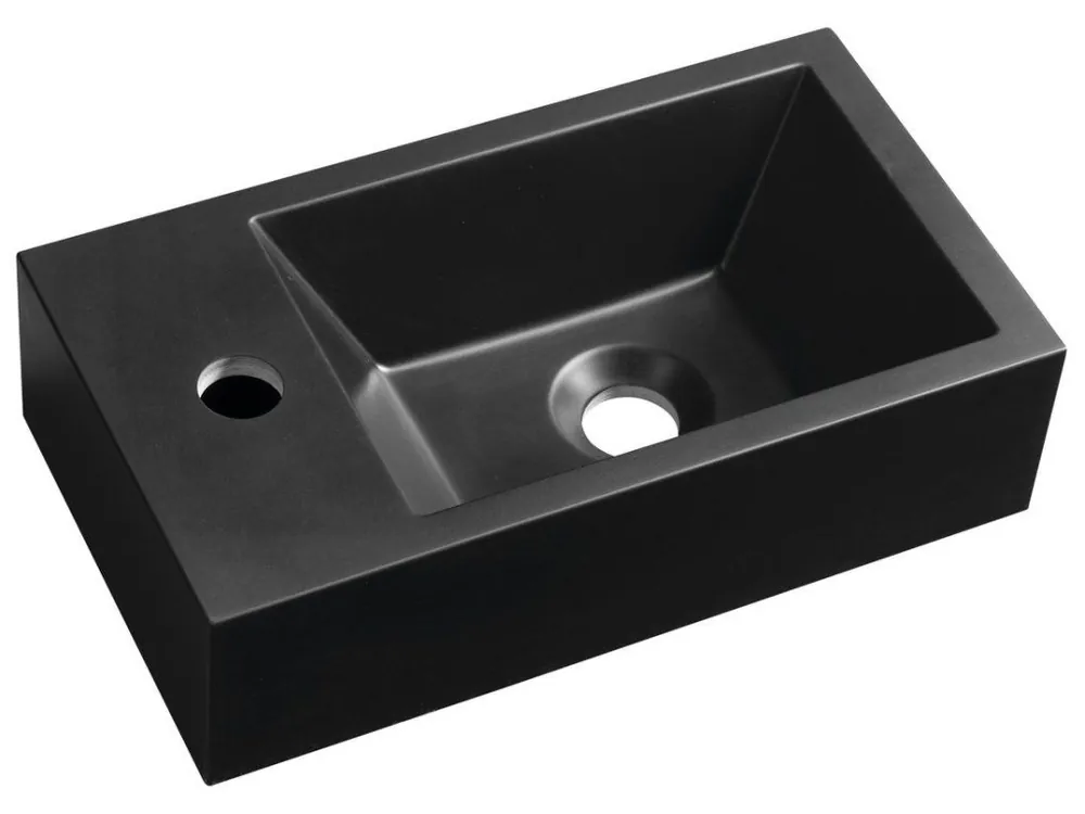 Oblíbený AMAROK umývátko, litý mramor, 40x22cm, baterie vlevo, černá mat