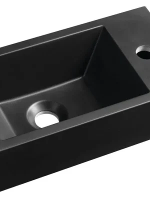 AMAROK umývátko, litý mramor, 40x22cm, baterie vpravo, černá mat Originální