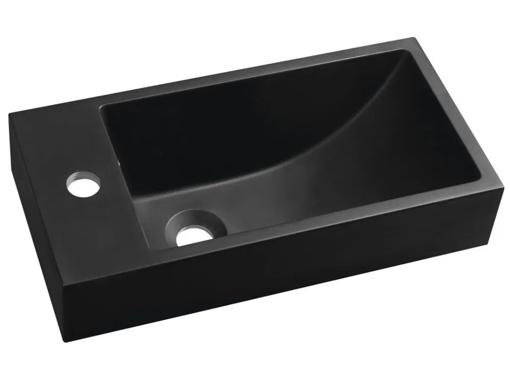 ARIANA umývátko, litý mramor, 50x25cm, baterie vlevo, černá mat Cenově Výhodný