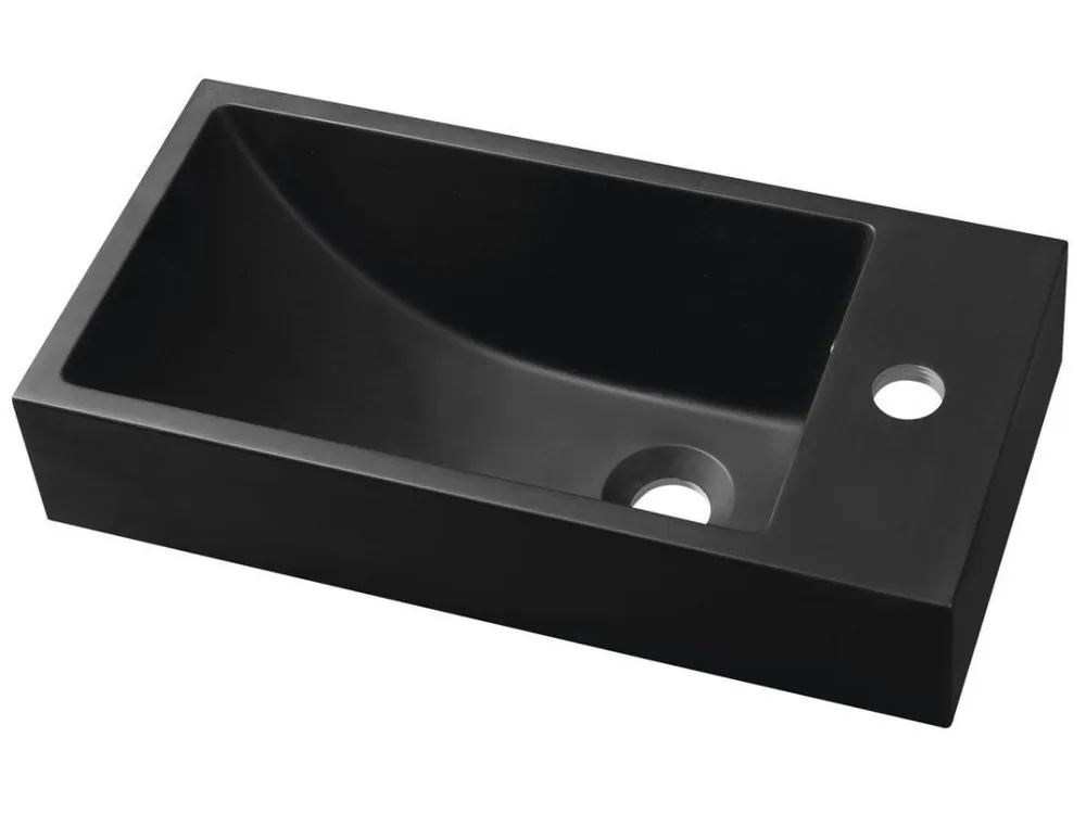 Poslední Šance ARIANA umývátko, litý mramor, 50x25cm, baterie vpravo, černá mat