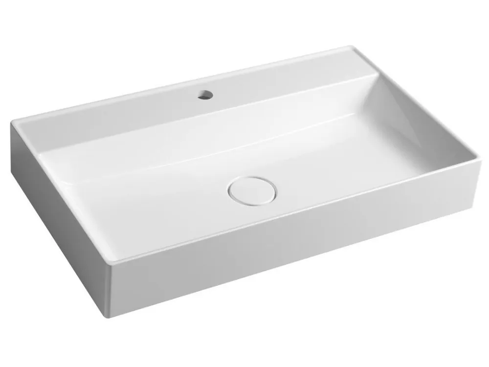 Akce TWIG umyvadlo, litý mramor, 80x47cm, kryt výpusti, bílá