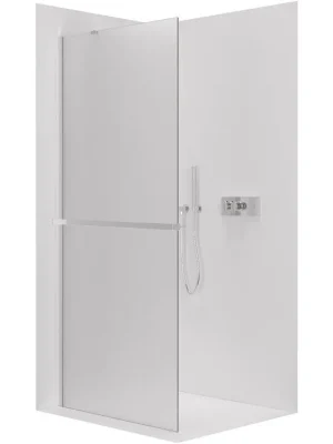 Značkový CERANO - Sprchová zástěna Walk-in Onyx Y L/P - 8 mm + polička/držák na ručníky - chrom, mléčné sklo - 110x200 cm