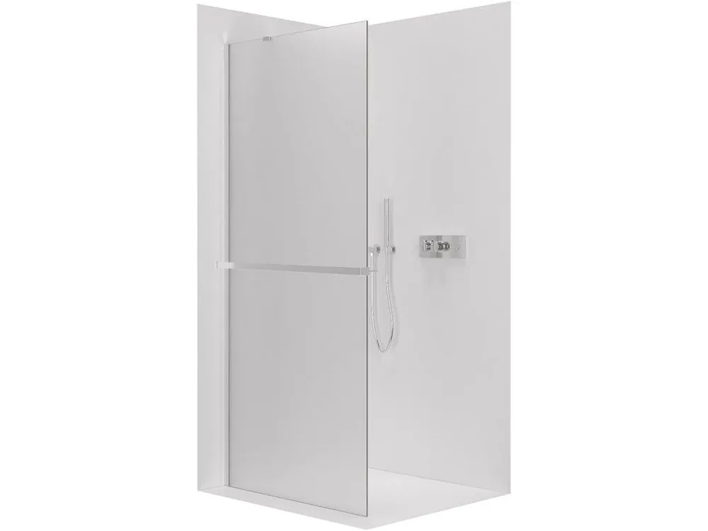 Značkový CERANO - Sprchová zástěna Walk-in Onyx Y L/P - 8 mm + polička/držák na ručníky - chrom, mléčné sklo - 110x200 cm