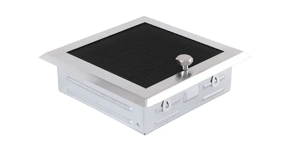 Akce HS Flamingo Krbová mřížka 16x16 cm, broušený chrom s žaluzií