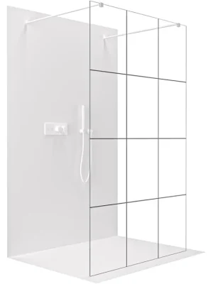 Značkový CERANO - Sprchová zástěna Walk-in Onyx Duo L/P - 8 mm - hranatá vzpěra  -  bílá matná, industriální sklo - 90x200 cm
