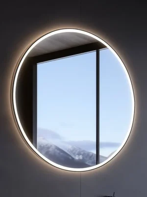 Nízká Cena Černé kulaté LED zrcadlo pr. 600 se dvěma dotykovými senzory Nimco ZPC 28000RVX-90