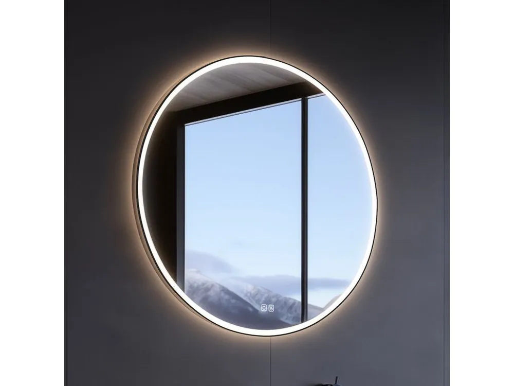 Nízká Cena Černé kulaté LED zrcadlo pr. 600 se dvěma dotykovými senzory Nimco ZPC 28000RVX-90