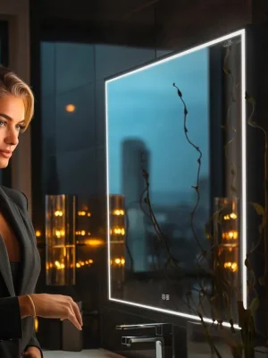 Super Cena Černé LED zrcadlo 700x700 se dvěma dotykovými senzory Nimco ZPC 13077VX-90