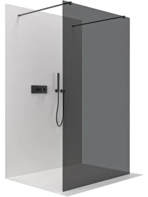 Značkový CERANO - Sprchová zástěna Walk-in Onyx Duo L/P - 8 mm - hranatá vzpěra - černá matná, grafitové sklo - 160x200 cm