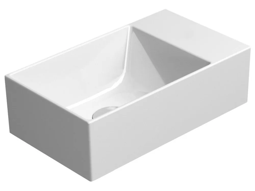 Nová Kolekce KUBE X keramické umývátko 40x23cm, bez otvoru, pravé/levé, bílá mat