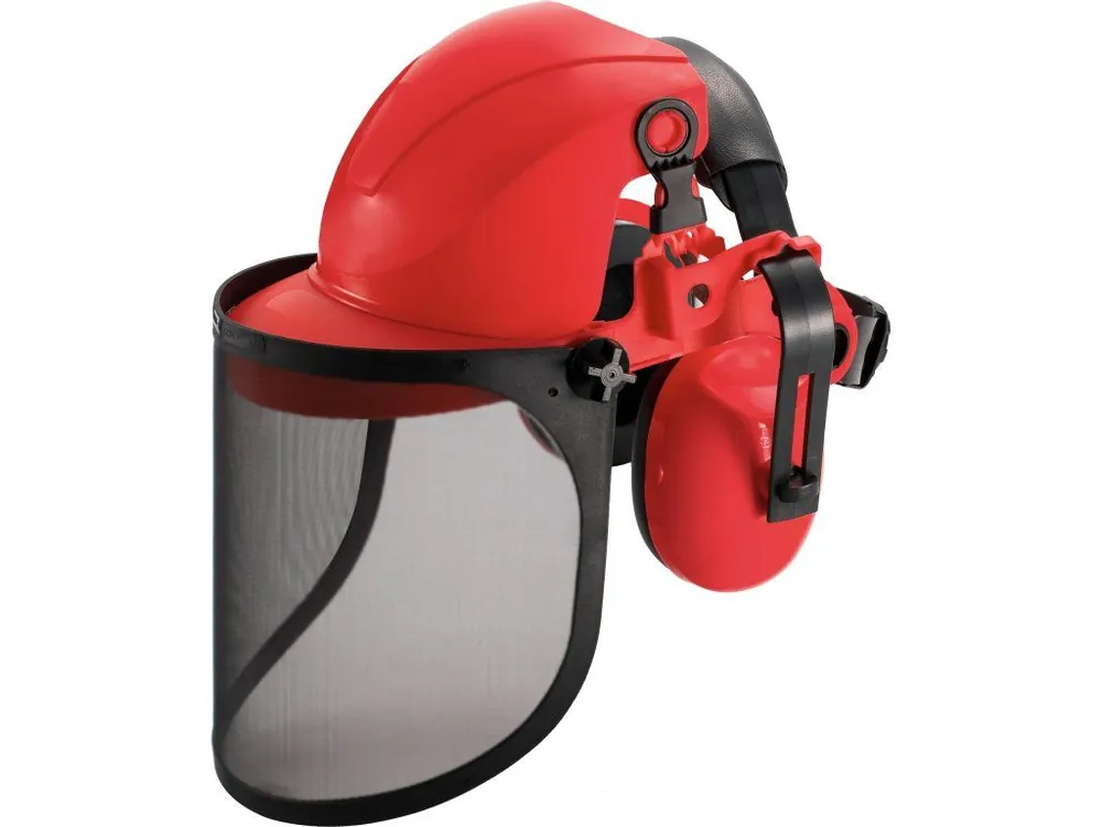 Akce Ochranný obličejový štít s mušlovými chrániči sluchu, ocelová mřížka, STREND PRO | element-shop.cz